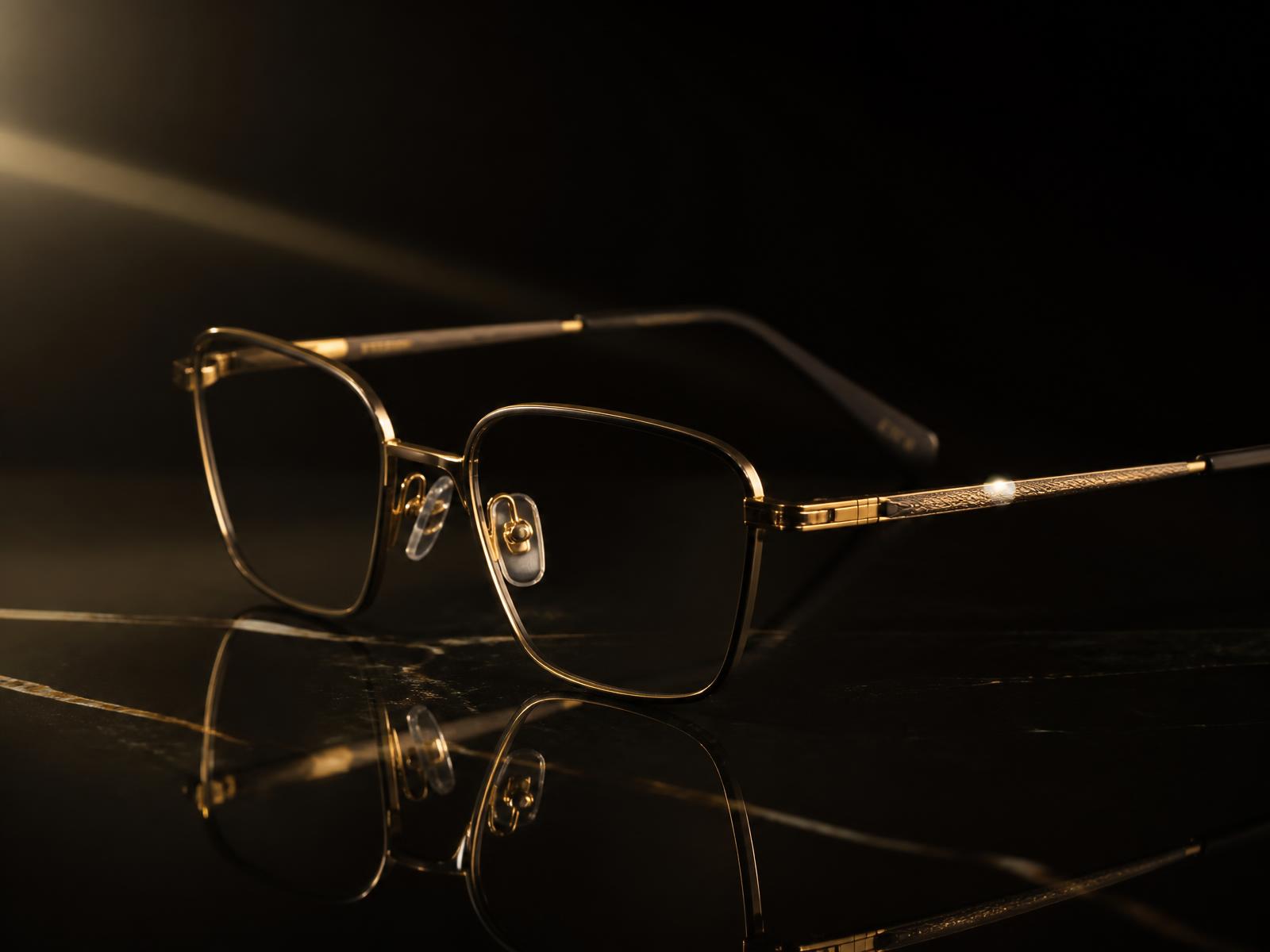 Premium gold-rimmed optical glasses at Shree Optics, Kharadi, Pune